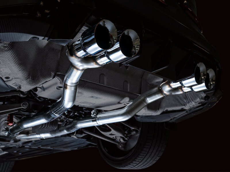 BMW M4 Performance Exhaust - AWE Tuning - Track Edition Cat-Back, Chrome Silver Quad 4.5 in Double-Walled Slash-Cut Tips - Chrome Silver - `21-`27